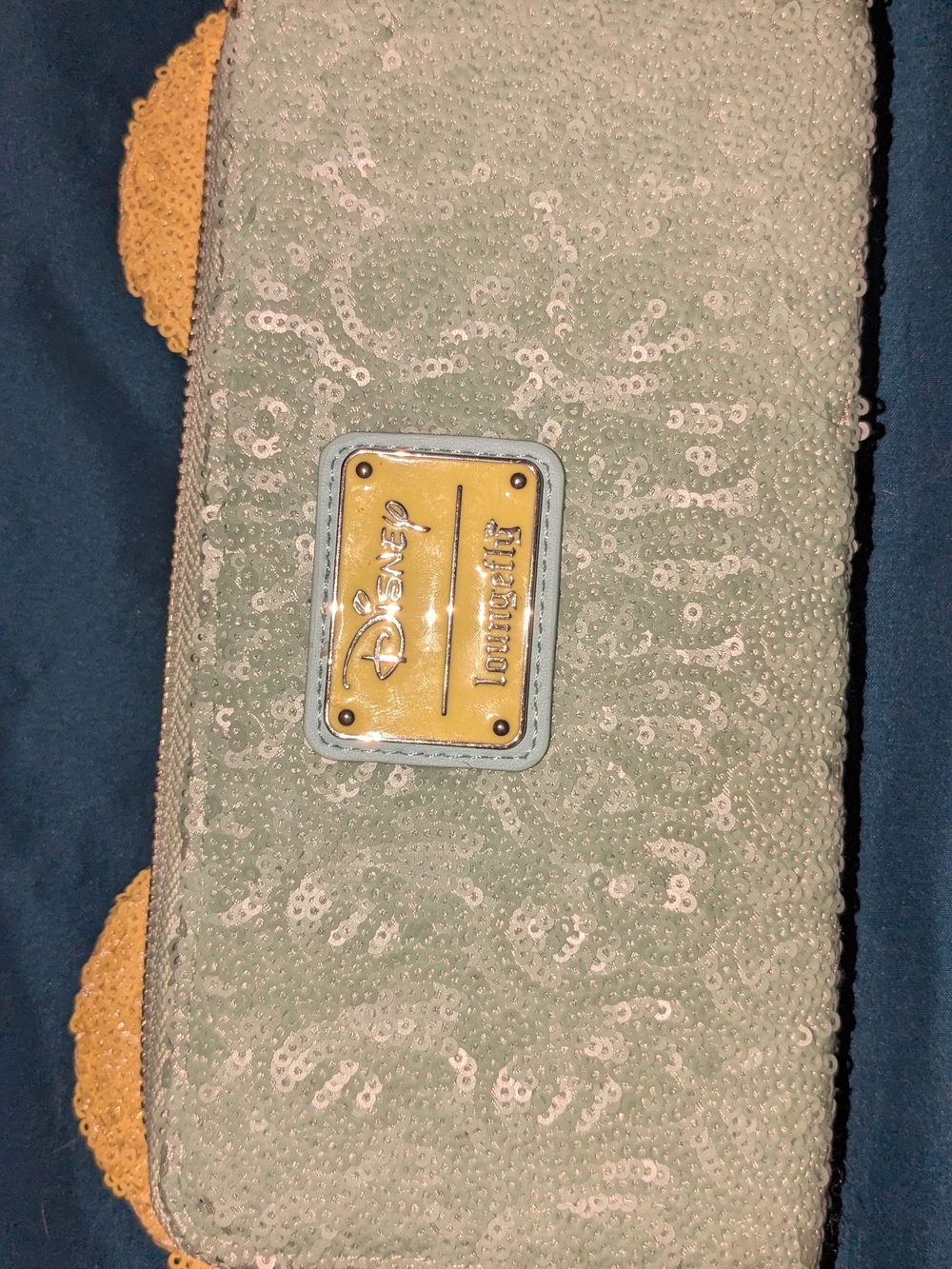 Disney Loungefly Pastel Sequin Clutch in Mint Green with Yellow Accents Wallet - Picture 3 of 4